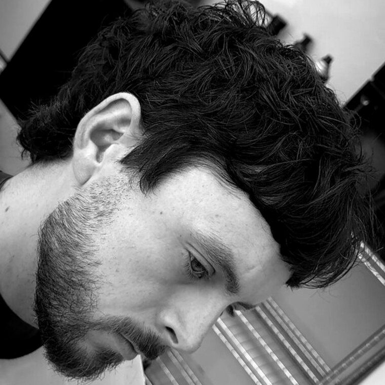 Textured scissor cut with natural curl at Gallery X Barbershop, Newcastle